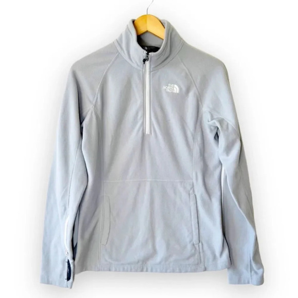 The North Face 1/4 Zip Women’s Size Medium Lightweight Fleece Jacket Silver Gray - Picture 1 of 9
